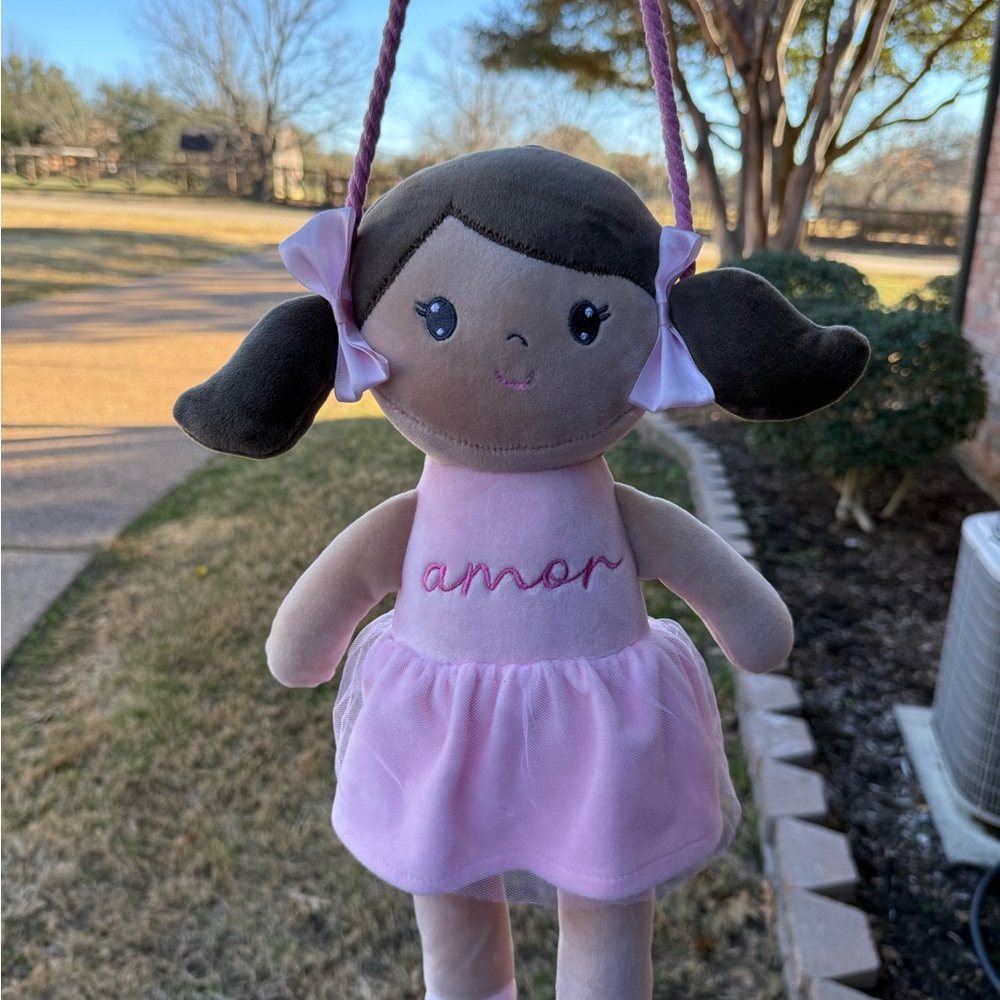 Charming Pink and Brown Stuffed Doll